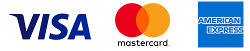 the logos for Visa, Mastercard and American Express